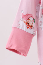 Load image into Gallery viewer, Pink santa claus bamboo ruffle zipper romper
