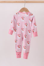 Load image into Gallery viewer, Pink santa claus bamboo ruffle zipper romper
