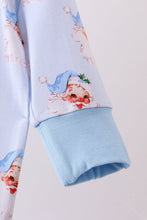 Load image into Gallery viewer, Blue santa bamboo pajama zipper romper

