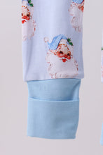 Load image into Gallery viewer, Blue santa bamboo pajama zipper romper
