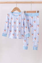 Load image into Gallery viewer, Blue santa bamboo pajama set
