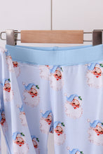 Load image into Gallery viewer, Blue santa bamboo pajama set
