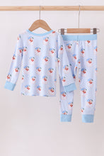 Load image into Gallery viewer, Blue santa bamboo pajama set
