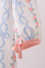 Load image into Gallery viewer, Pink floral bow embroidery bloomer set
