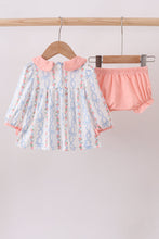 Load image into Gallery viewer, Pink floral bow embroidery bloomer set
