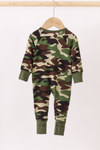 Load image into Gallery viewer, Classic Camo bamboo zipper romper

