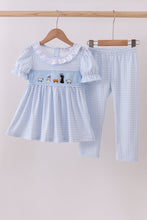 Load image into Gallery viewer, Blue nativity embroidery pants set
