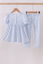 Load image into Gallery viewer, Blue nativity embroidery pants set
