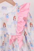Load image into Gallery viewer, Pink bow nutcracker ruffle dress
