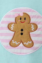 Load image into Gallery viewer, Blue gingerbread applique ruffle dress

