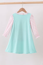 Load image into Gallery viewer, Blue gingerbread applique ruffle dress
