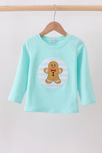 Load image into Gallery viewer, Blue gingerbread applique top
