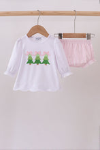 Load image into Gallery viewer, Pink christmas tree embroidery bloomer set
