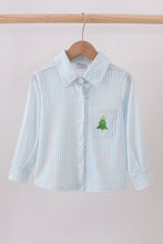 Load image into Gallery viewer, Christmas tree embroidery button down shirt
