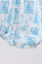 Load image into Gallery viewer, Blue snowman christmas tree smocked bubble
