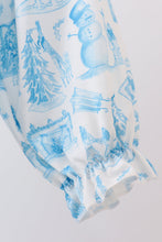 Load image into Gallery viewer, Blue snowman christmas tree smocked bubble
