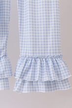 Load image into Gallery viewer, Blue santa claus embroidery ruffle pants set
