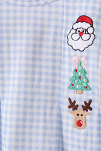 Load image into Gallery viewer, Blue santa claus embroidery ruffle pants set
