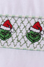 Load image into Gallery viewer, Green grinch smocked gingham pants set
