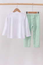 Load image into Gallery viewer, Green grinch smocked gingham pants set
