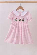 Load image into Gallery viewer, Pink grinch smocked dress
