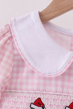 Load image into Gallery viewer, Pink grinch smocked dress
