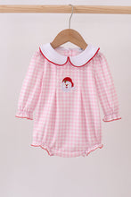 Load image into Gallery viewer, Pink santa claus embroidery gingham bubble
