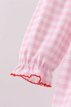 Load image into Gallery viewer, Pink santa claus embroidery gingham bubble
