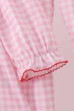 Load image into Gallery viewer, Pink santa claus embroidery gingham pants set
