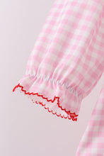 Load image into Gallery viewer, Pink santa claus embroidery gingham pants set
