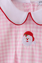 Load image into Gallery viewer, Pink santa claus embroidery gingham pants set

