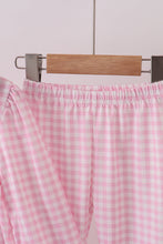 Load image into Gallery viewer, Pink santa claus embroidery gingham pants set
