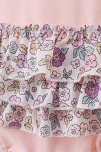 Load image into Gallery viewer, Pink floral bow applique ruffle bubble
