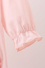 Load image into Gallery viewer, Pink floral bow applique ruffle dress
