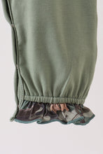 Load image into Gallery viewer, Camouflage dog hunting applique ruffle romper
