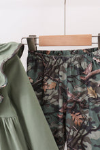 Load image into Gallery viewer, Camouflage dog hunting applique ruffle pants set
