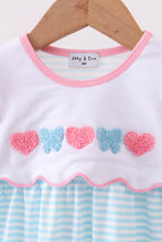 Load image into Gallery viewer, Blue bear embroidery ruffle romper
