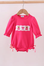 Load image into Gallery viewer, Pink bear embroidery bow bubble
