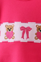 Load image into Gallery viewer, Pink bear embroidery bow bubble
