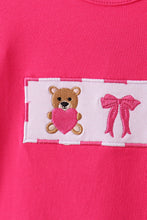 Load image into Gallery viewer, Pink bear embroidery ruffle pants set
