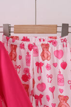 Load image into Gallery viewer, Pink bear embroidery ruffle pants set
