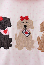 Load image into Gallery viewer, White puppy embroidery ruffle bubble
