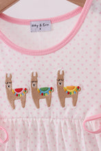 Load image into Gallery viewer, Pink alpaca embroidery ruffle dress
