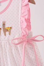 Load image into Gallery viewer, Pink alpaca embroidery ruffle dress
