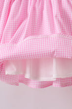 Load image into Gallery viewer, Pink heart smocked gingham ruffle pants set
