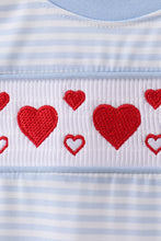 Load image into Gallery viewer, Blue heart smocked stripe romper
