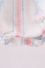 Load image into Gallery viewer, Blue floral I love MAMA smocked ruffle bubble
