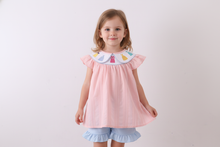 Load image into Gallery viewer, Pink princess smocked ruffle shorts set
