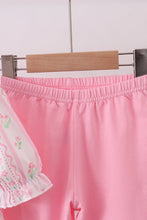 Load image into Gallery viewer, Pink floral bow smocked ruffle pants set
