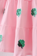 Load image into Gallery viewer, Pink clover sequin ruffle tiered dress
